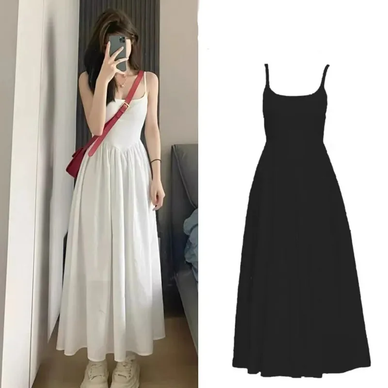 Abito con bretella a vita alta alla moda Abito estivo femminile casual semplice e versatile Abiti lunghi da donna Elegante abito a canotta streetwear