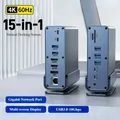 Docking station USB-C 15 in 1 Hub verticale 4K HD con triplo monitor RJ45 1000M USB 3.0/2.0 PD 3.0 SD/TF Audio 3.5 per Mac Pro