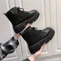 Bottes de rinçage à plateforme avec fermeture éclair pour femmes, bottes punk, semelle optique, bottines à lacets, blanc, femme, automne, hiver, nouveau, 2024