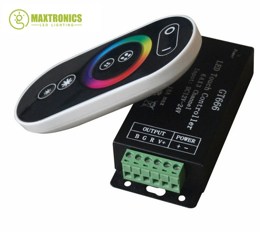 DC12V-24V 6Ax3channel 18A RF Senza Fili di Tocco di RGB controller GT666 Touch Panel RGB ha condotto il regolatore dimmer per la striscia del led nastro di luce