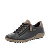 Schnürschuh REMONTE, Damen, Gr. 43, schwarz (schwarz, beige), Leder, unifarben mit Farbeinsatz, sportlich, Schuhe, mit Tex-Ausstattung, Freizeitschuh, Halbschuh, Schnürschuh