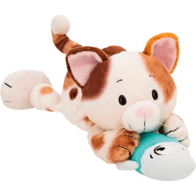 Kuscheltier NICI "Homies GREEN, Glückskatze & Fisch 30 cm liegend", braun, Plüschfiguren, KinderB:16cm H:15cm L:35cm, B:16cm H:15cm L:35cm