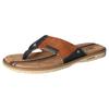Zehentrenner MUSTANG SHOES, Herren, Gr. 48, blau (cognacfarben, navy), Lederimitat, kontrastfarbene Details, casual, Schuhe, Sommerschuh, Schlappen, Poolslides, Badeschuh, stylische Farbkombi