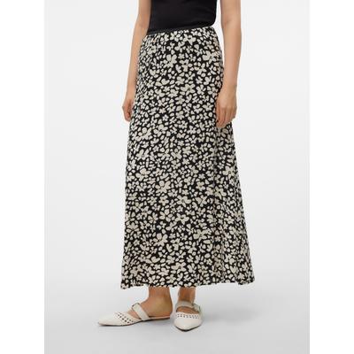 Maxirock VERO MODA "VMALBA ANKLE SKIRT WVN GA NOOS", Damen, Gr. XS (34), schwarz (schwarz aop:sussie), Web, Obermaterial: 100% Viskose, gemustert, modisch, regular fit knöchelfrei, Röcke Image