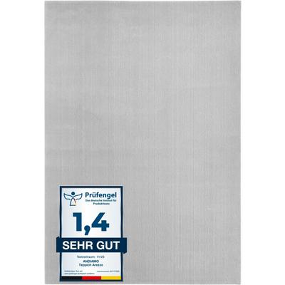 Teppich ANDIAMO "Arezzo", grau, B:80cm H:16mm L:150cm, Polyester, Teppiche, Uni Farben, weicher Flor, waschbar, ideal im Wohnzimmer & Schlafzimmer Image
