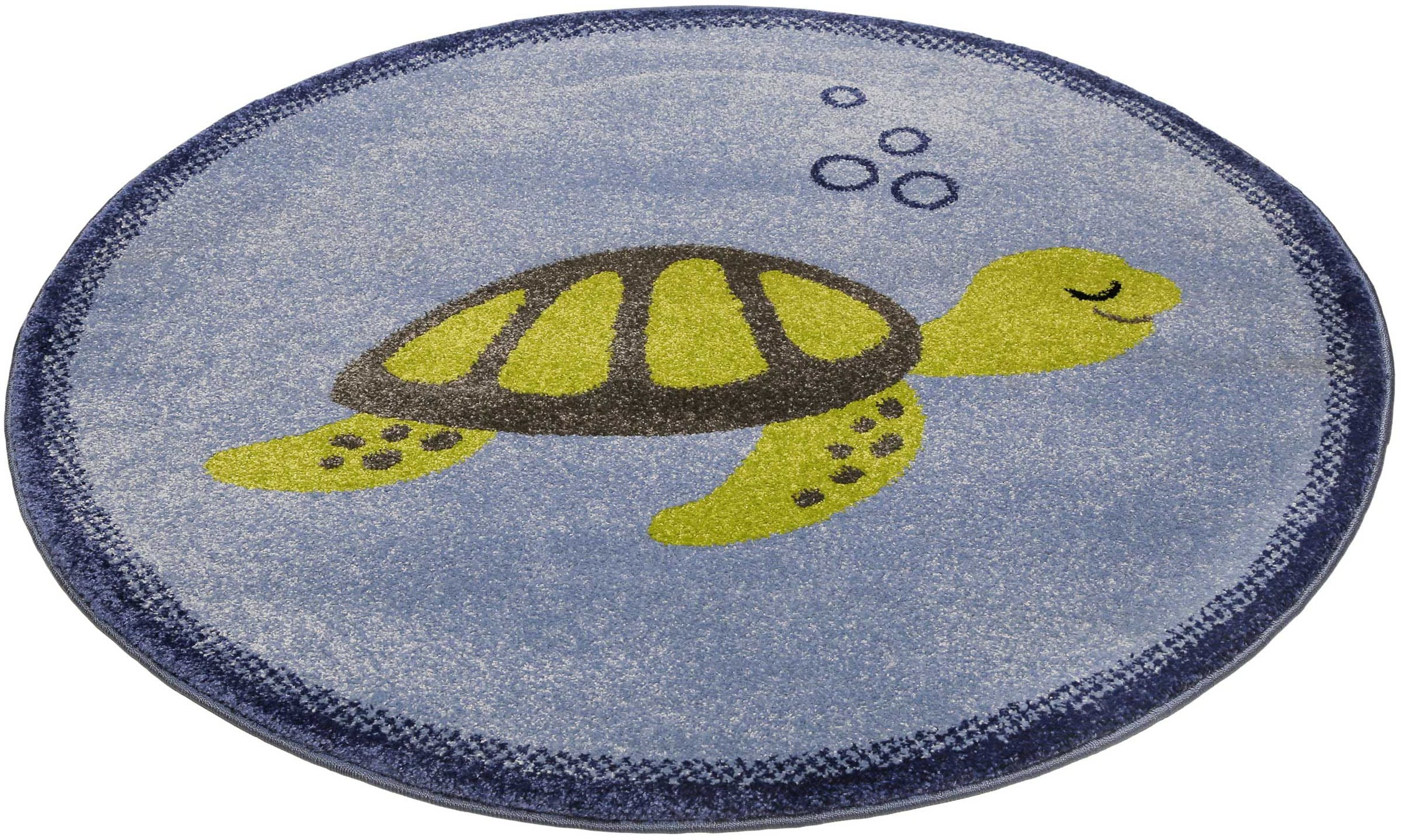 Kinderteppich ESPRIT "Turtle ESP-40170", blau, B:80cm H:13mm L:80cm Ø:80cm, Polypropylen (PP), Teppiche, Kurzflorteppich mit Schildkröten Motiv Image