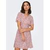 Minikleid ONLY "ONLEVIDA S/S SHORT DRESS WVN NOOS", Damen, Gr. M (38), N-Gr, cloud dancer aop:rot lucy flower, Web, Obermaterial: 100% Viskose, bedruckt, casual, regular fit kurz, V-Ausschnitt, Kurzarm, Kleider, Sommerkleid