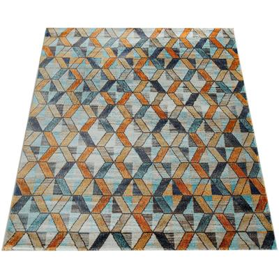 Teppich PACO HOME "Jazz 701", bunt (mehrfarbig), B:60cm H:14mm L:100cm, Polypropylen (PP), Teppiche, Kurzflor, modernes geometrisches Design und Used-Look Image