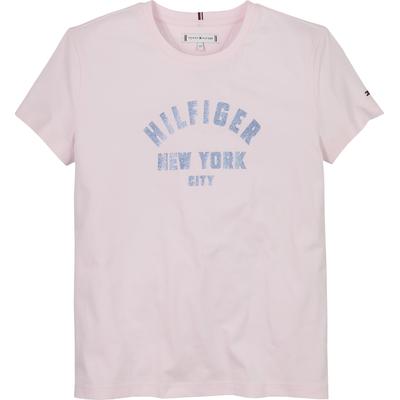 T-Shirt TOMMY HILFIGER "HILFIGER GRAPHIC T-SHIRT", Mädchen, Gr. 4 (104), rosa (light pink), Single Jersey, Obermaterial: 100% Baumwolle, unifarben, casual, regular fit hüftbedeckend, Rundhals, Kurzarm, Shirts, für Kinder bis 16 Jahre, mit großem Druck Image