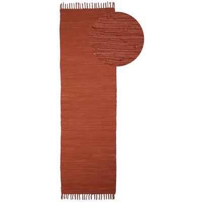 Teppich CARPETFINE "Kelim Chindi uni, auch als Läufer", orange, B:60cm H:5mm L:180cm, Baumwolle, Teppiche, Wendeteppich, reine Baumwolle, handgewebt, Uni-Farben, mit Fransen Image