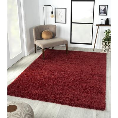 Hochflor-Teppich "My Shaggy", rot (weinrot), B:70cm H:37mm L:140cm, Polypropylen (PP), MYFLAIR MÖBEL & ACCESSOIRES, Teppiche, Shaggy, Uni-Farben, leicht glänzend, Microfaser, extra flauschig Image