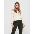 Strickpullover ONLY "ONLVILDA LIFE L/S PULLOVER KNT NCA", Damen, Gr. S (36), eggnog detail:with melange, Strick, Obermaterial: 75% Baumwolle, 25% Polyester, meliert, modisch, Rundhals, Langarm, Pullover