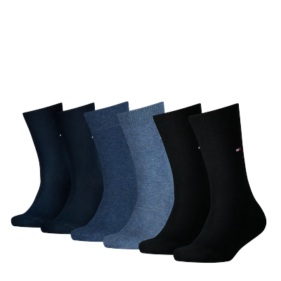 Socken TOMMY HILFIGER "TH CHILDREN SOCK TH BASIC 6P ECOM", Damen, Gr. 35-38, denim combo, Baumwollmischung, normal, Socken, Mit kleinem Rippenbündchen und Logo Image
