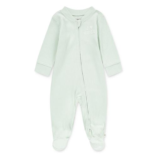 Strampler HUGGIES BABYWEAR, Baby, Gr. 4 (74), N-Gr, grün (subtle grün), Obermaterial: 100% Baumwolle, Strukturmuster, casual, regular fit, Langarm Rippbündchen, Overalls, mit Logo Schriftzug