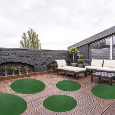 Kunstrasen ANDIAMO "Field, Made in Belgium", grün, H:4mm Ø:130cm, Polyester, Nadelfilz, Teppiche, Rasenteppich aus Nadelfilz, mit Noppen, für Balkon & Terrasse Image
