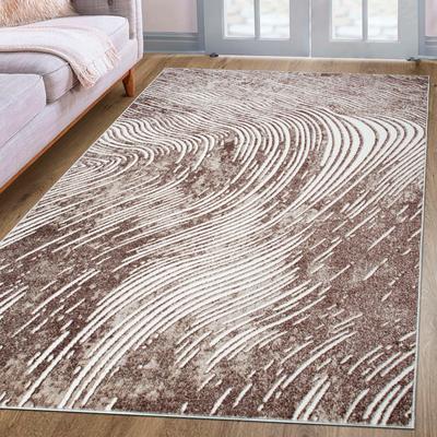 Teppich MY HOME "Surella" Gr. 1, beige (sand), B:60cm H:9mm L:90cm, Kunstfaser, Teppiche, modernes Wellen Muster, mit besonders weichem Flor, Kurzflor, Vintage Image