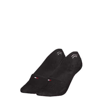 Füßlinge TOMMY HILFIGER "TH WOMEN FOOTIE MC 2P SHINE", Damen, Gr. 35-38, schwarz, Materialmix, unifarben, Socken, mit silikonisierten Fersenstreifen Image