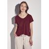 T-Shirt STREET ONE, Damen, Gr. 36, rot (schwarz cherry rot), Stoff, 80% Polyester, 20% Viskose, unifarben, casual, gerade normal, V-Ausschnitt, Kurzarm Bündchen, Shirts, mit abgerundetem V-Ausschnitt