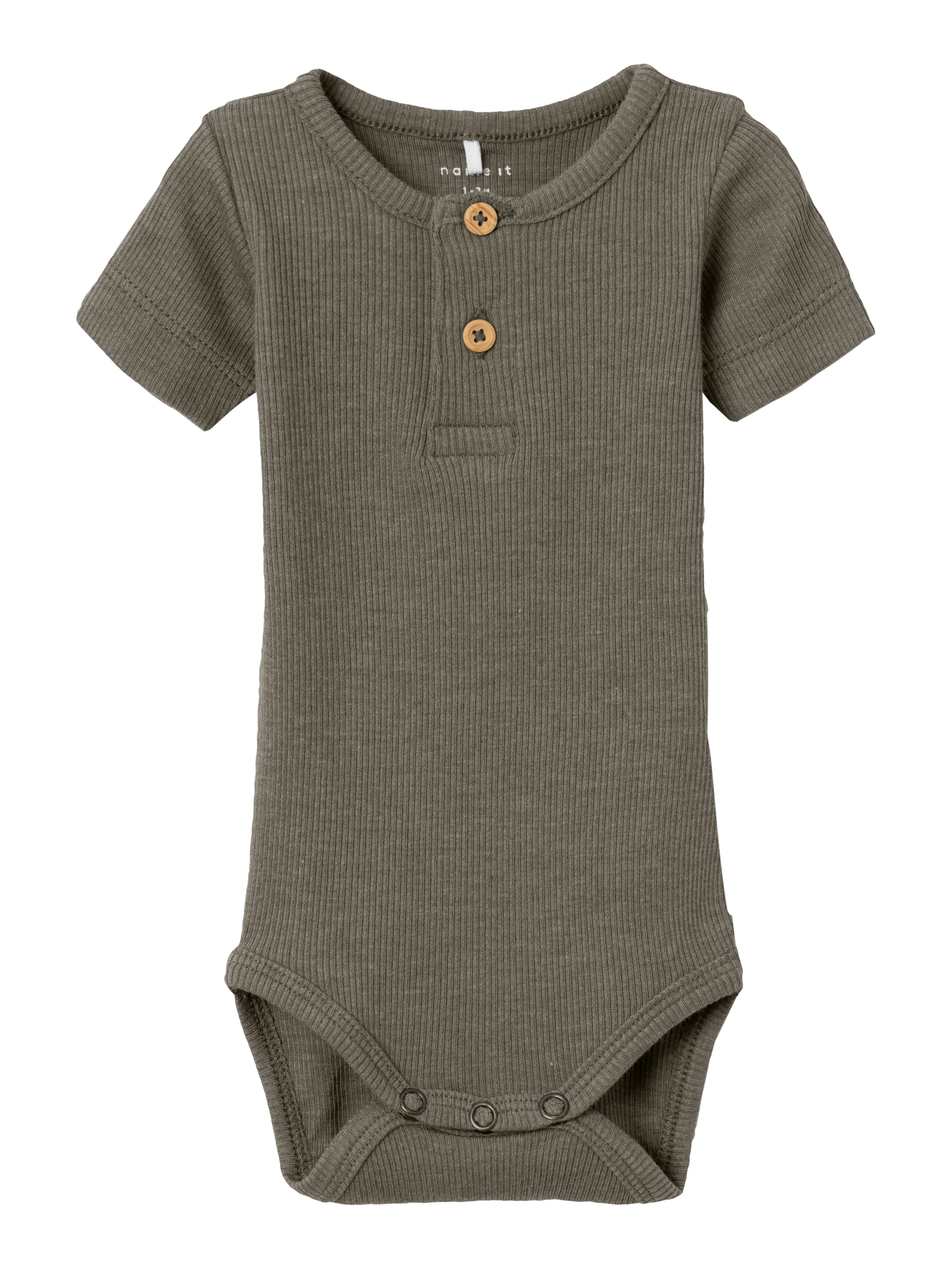 Kurzarmbody NAME IT "NBMKAB SS BODY NOOS", Baby, Gr. 68, N-Gr, bungee cord detail:melange, Obermaterial: 57% Baumwolle, 38% Modal, 5% Elasthan, meliert, regular fit normal, Rundhals, Bodys Image