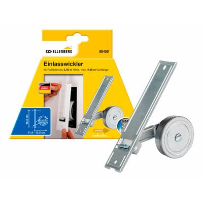 Einlass-Gurtwickler SCHELLENBERG "für das Rollladensystem Maxi, Lochabstand 18,5 cm, Unterputz-Montage", silber, B:50cm, Gurtwickler, für Rollladengurte mit 23 mm Breite Image