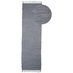 Teppich CARPETFINE "Kelim Chindi uni, auch als Läufer", grau (hellgrau), B:70cm H:5mm L:140cm, Baumwolle, Teppiche, Wendeteppich, reine Baumwolle, handgewebt, Uni-Farben, mit Fransen