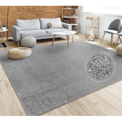 Teppich PACO HOME "Porto 890", grau (anthrazit), B:60cm H:13mm L:100cm, Obermaterial: 100% Polypropylen, Teppiche, Kurzflor, Uni-Farben, ideal im Wohnzimmer & Schlafzimmer Image