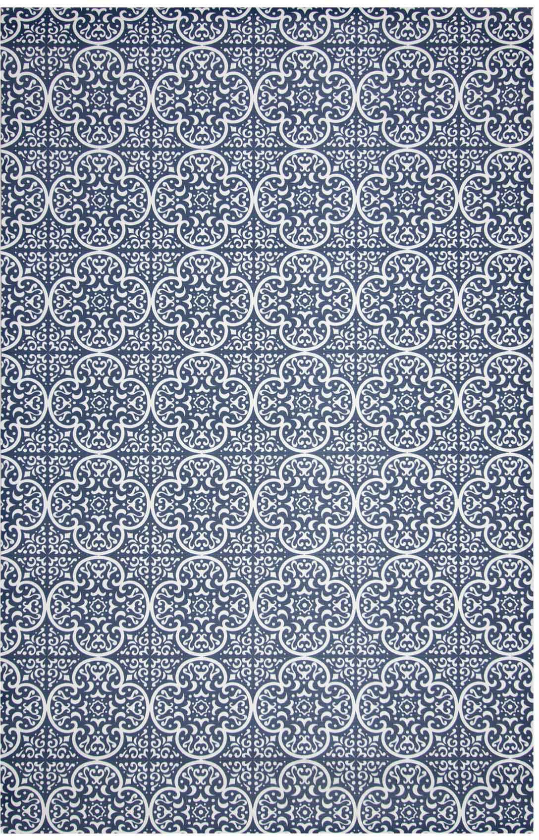 Küchenläufer FRIEDOLA "VINTAGE, Made in Germany", blau (dunkelblau), B:65cm H:3mm L:100cm, Polyester, Teppiche, Läufermatte aus Vinyl, Fliesen Design, Ornamente, abwischbar Image