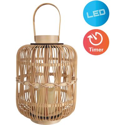 NÄVE LED Dekolicht "Korbinian", beige (natur), 1 flammig, Ø 23,50cm H: 32,50cm,, Lampen, Rattankorb natur mit Griff inkl. 1x LED-Kerze warmweiß, Timer, IP20 Image