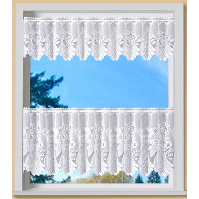 Scheibengardine WECKBRODT "Savannah" Gr. 1, weiß, B:95cm H:30cm, Jacquard, Polyester, Gardinen, Bistro, Jacquard, Bordüre, Kante, floral, Gardine, Store Image