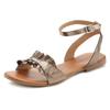 Sandale LASCANA "Sommerschuh", Damen, Gr. 40, gold (antikgoldfarben), Obermaterial: 100% Ziegenleder. Futter: 100% Schweinsleder. Decksohle: 100% Rindsleder. Laufsohle: 100% Synthetik, metallic, glänzend, unifarben, modisch, Schuhe Riemchensandale,...