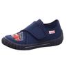 Hausschuh SUPERFIT "Bill WMS: Mittel", Kinder, Gr. 23, blau (dunkelblau, feuerwehr), Textil, bestickt, casual, Schuhe, Kindergarten Schuh im Jeans-Look, Größenschablone zum Download