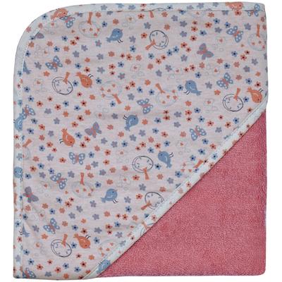 Kapuzenhandtuch WÖRNER "Vogel koralle Kapuzenbadetuch 80/80", orange (koralle), B:80cm L:80cm, Frottee, Frottier, Handtücher (Packung) Image
