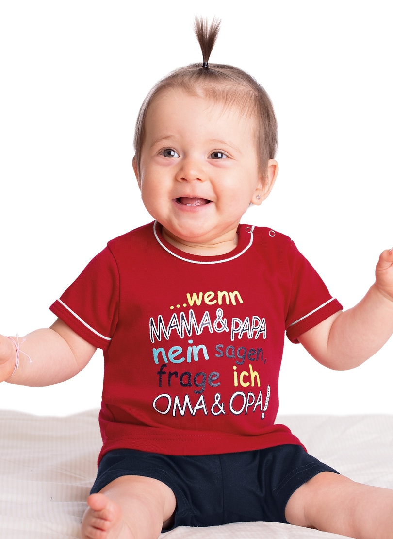 T-Shirt TRIGEMA "TRIGEMA T-Shirt Oma & Opa", Baby, Gr. 80, braun (kirsch), 100% Baumwolle (Bio-Baumwolle kbA), Shirts Image