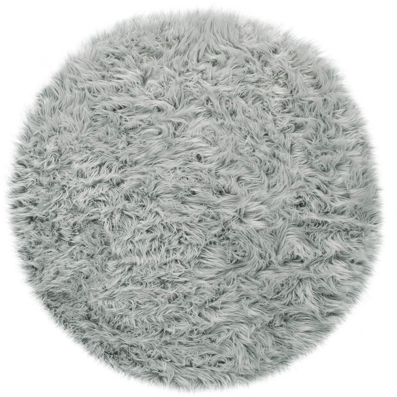 Fellteppich PACO HOME "Playa 960", grau, H:64mm Ø:60cm, Polyester, Teppiche, Fellteppich, Kunstfell, Flokati-Optik, Hochflor, weich und flauschig, Uni-Farben Image