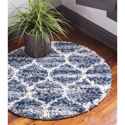 Hochflor-Teppich "Top Shag Lagerräumung", blau (blau, elfenbeinfarben), B:99cm H:32mm L:99cm Ø:99cm, Polypropylen (PP), MYFLAIR MÖBEL & ACCESSOIRES, Teppiche, gewebt, melierte Optik, weich & kuschelig Image