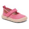 Hausschuh BISGAARD "barefoot ballet Weite: normal", Kinder, Gr. 27, rosa (rose dots), Veloursleder, Textil, gepunktet, casual, Schuhe, Ballerina, Barfußschuh, Klettschuh, Größenschablone zum Download