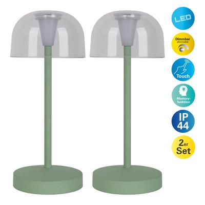 NÄVE LED Tischleuchte "Gomba 18,5 cm", grün (mint), H:18,50cm Ø:8,00cm, Lampen, 2er Set, aufladbar, USB Kabel, Memoryfunktion, stufenlos dimmbar Image