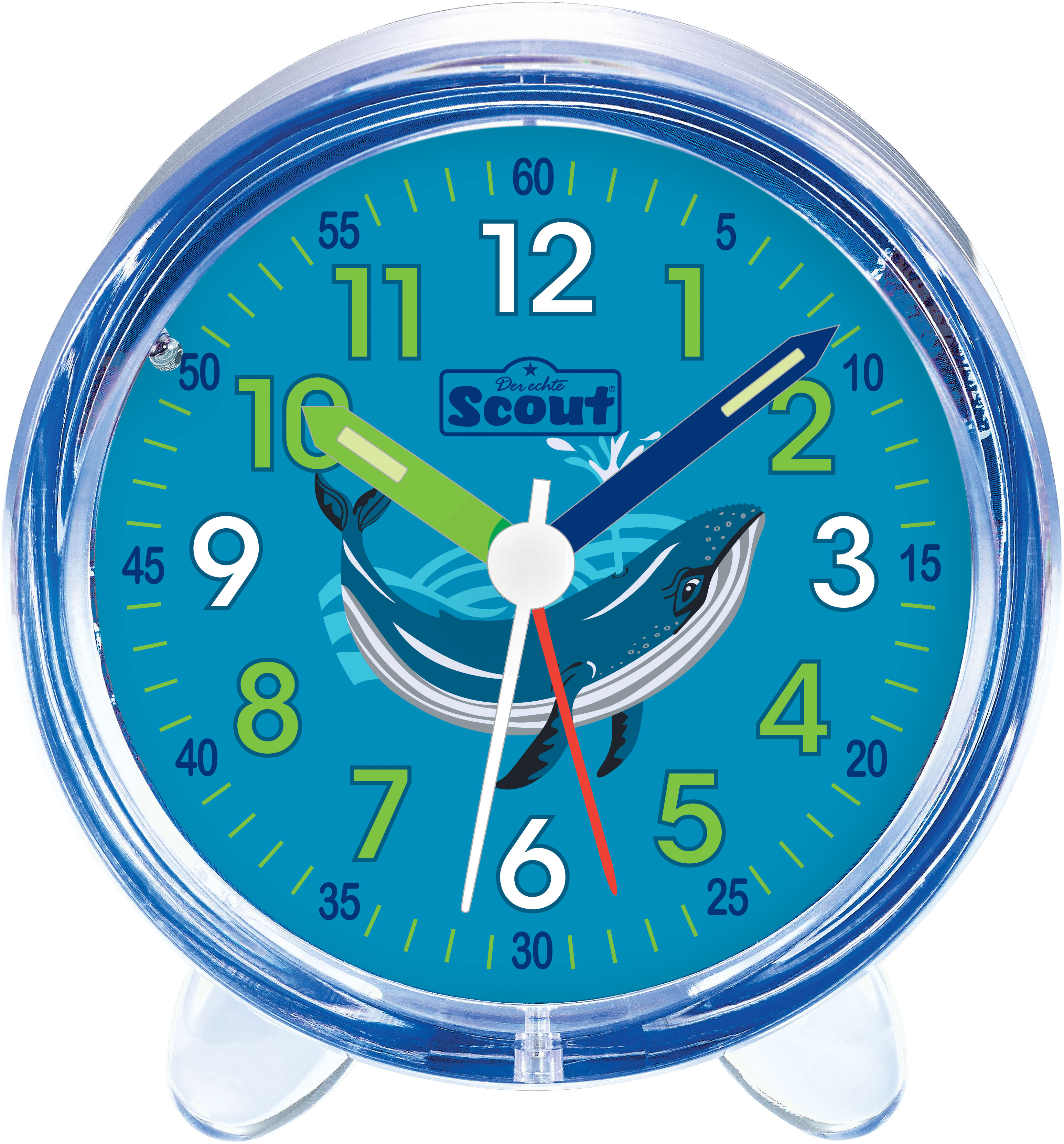 Kinderwecker SCOUT "Favorit", transparent, Wecker, Quarzwecker, Geschenkidee, Kinderzimmer, Jungen, Schulanfang, Wal Image
