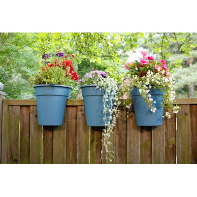 Balkonkasten KHW "Flowerclip", blau (meerblau), H:27,5cm Ø:27cm, Kunststoff, Polypropylen, Pflanzgefäße, ØxH: 27x27,5 cm Image