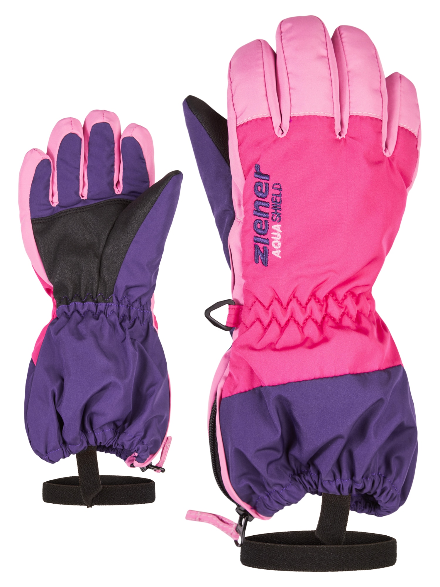 Skihandschuhe ZIENER "LEVIO AS(R)", Kinder, Gr. 4,5, lila (dunkelviolett), Kunstfaser, Handschuhe Image