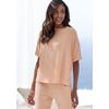 Pyjamaoberteil S.OLIVER, Damen, Gr. 36/38, orange (orange, meliert), Rippware, Obermaterial: 92% Modal (TENCEL), 8% Elasthan, meliert, modisch, loose fit hüftlang, Rundhals, Kurzarm, Shirts, in elastischer Rippware