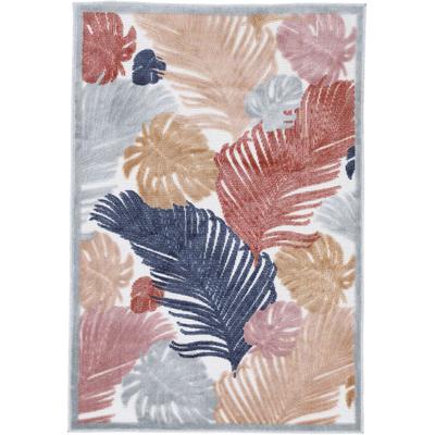 Teppich CARPETFINE "Deja 104", bunt (multi), B:80cm H:4mm L:150cm, Polypropylen, Teppiche, robustes Flachgewebe, Floral Palmenblätter, In- und Outdoor, Läufer Image
