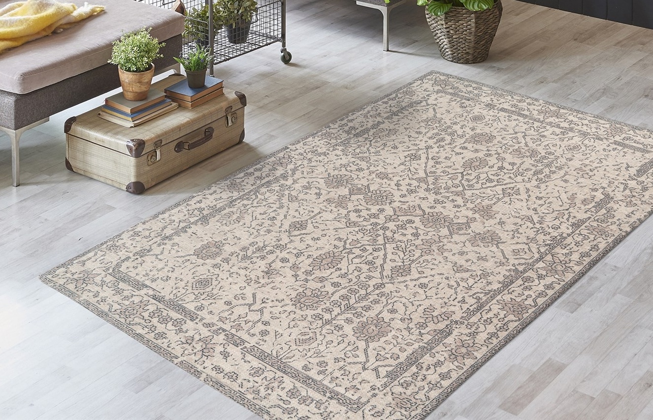 Teppich KAYOOM "Percy 100", beige (creme), B:80cm H:13mm L:150cm, Baumwolle, Teppiche, Teppich