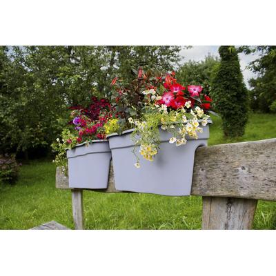 Balkonkasten KHW "Flowerclip XXL", grau (granitgrau), B:57,5cm H:27cm T:27,7cm, Kunststoff, Polypropylen, Pflanzgefäße, BxTxH: 57,5x27,7x27 cm