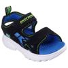Sandale SKECHERS "RAZOR SPLASH", Kinder, Gr. 22, schwarz (schwarz, blau), Lederimitat, kontrastfarbene Details, sportlich, Schuhe, Sandale mit Klettverschluss, waschbar, Größenschablone zum Download
