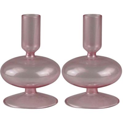 Kerzenständer AM DESIGN "Kerzenhalter mit kunstvollen Ausbuchtungen", rosa, H:13cm Ø:8,5cm, Glas, Kerzenhalter, Stabkerzenhalter aus Glas, Höhe ca. 13 cm, Dekoobjekt Image