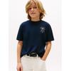 T-Shirt TOMMY HILFIGER "FUN GRAPHIC TEE SS", Jungen, Gr. 7 (122), blau (schwarz night navy), Single Jersey, Obermaterial: 100% Baumwolle, bedruckt, regular fit, Rundhals, Kurzarm abgesteppt, Shirts, mit Grafik-Print