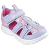 Sandale SKECHERS "FLEX SPLASH DAYLIGHT SHIMMER", Kinder, Gr. 29, bunt (lavendel, rosa), Lederimitat, kontrastfarbene Details, Glitzer, sportlich, Schuhe, Klettschuh mit Glitzer, Größenschablone zum Download