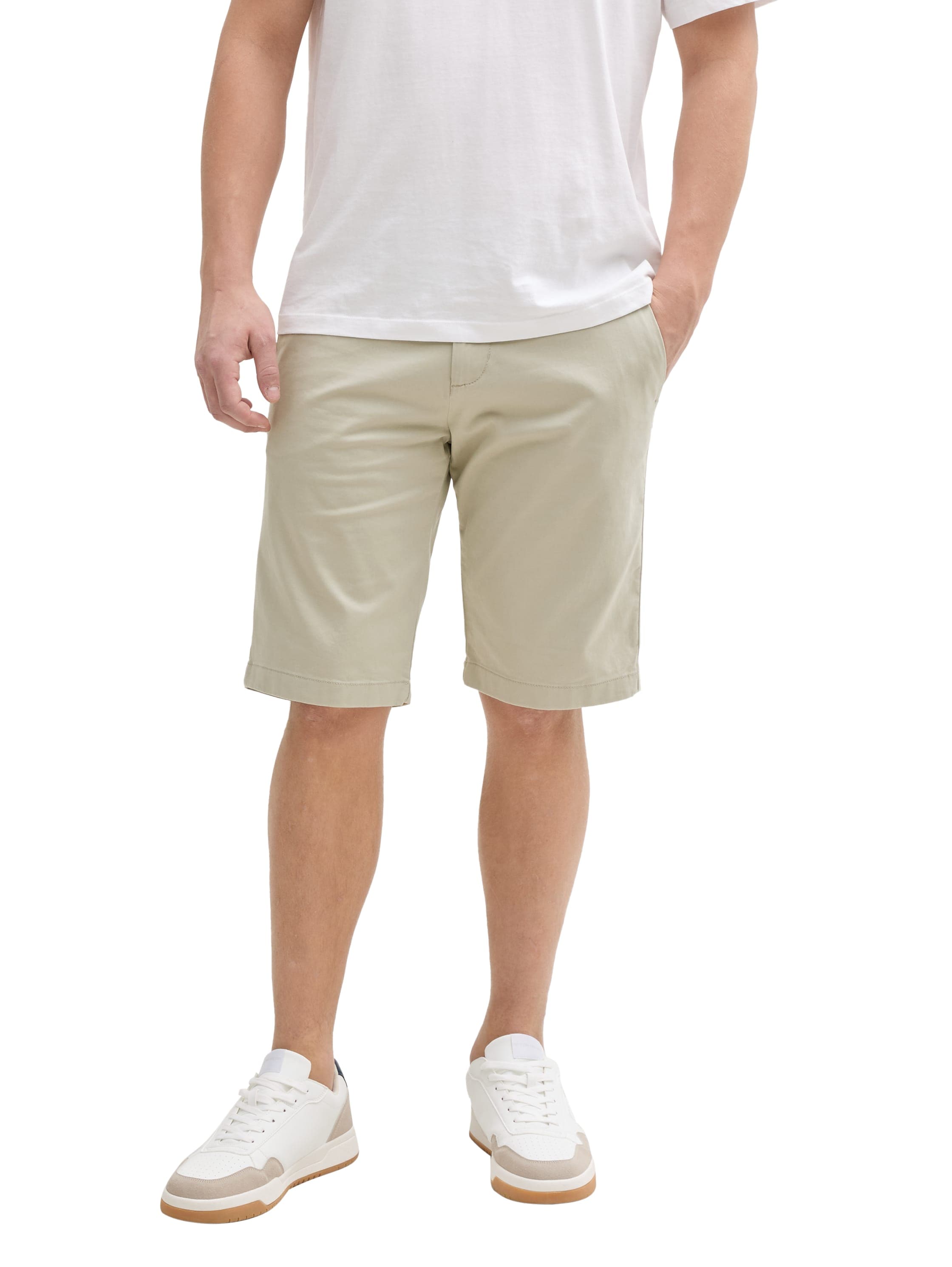 Chinoshorts TOM TAILOR DENIM, Herren, Gr. L, N-Gr, beige (beige abbey stone), Obermaterial: 98% Baumwolle, 2% Elasthan. Futter: 65% Polyester, 35% Baumwolle, unifarben, regular fit kniefrei, Hosen Chinoshorts, Sommerhose mit Taschen