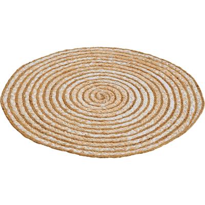 Teppich BARBARA BECKER "Ethno" Gr. 9, beige (naturfarben), H:4mm Ø:80cm, Baumwolle, Jute, Teppiche, Flachgewebe, handgeflochten, Ø 80 cm, aus Jute & recycelte Baumwolle Image